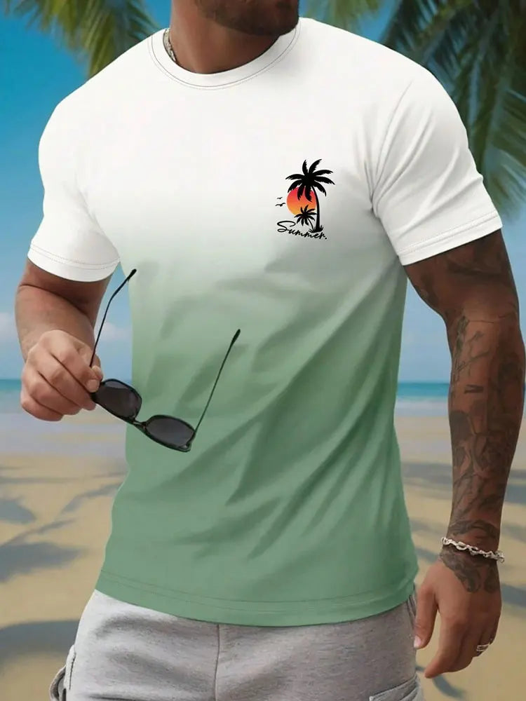 Men's Hawaiian 3D Print Beach T-Shirt