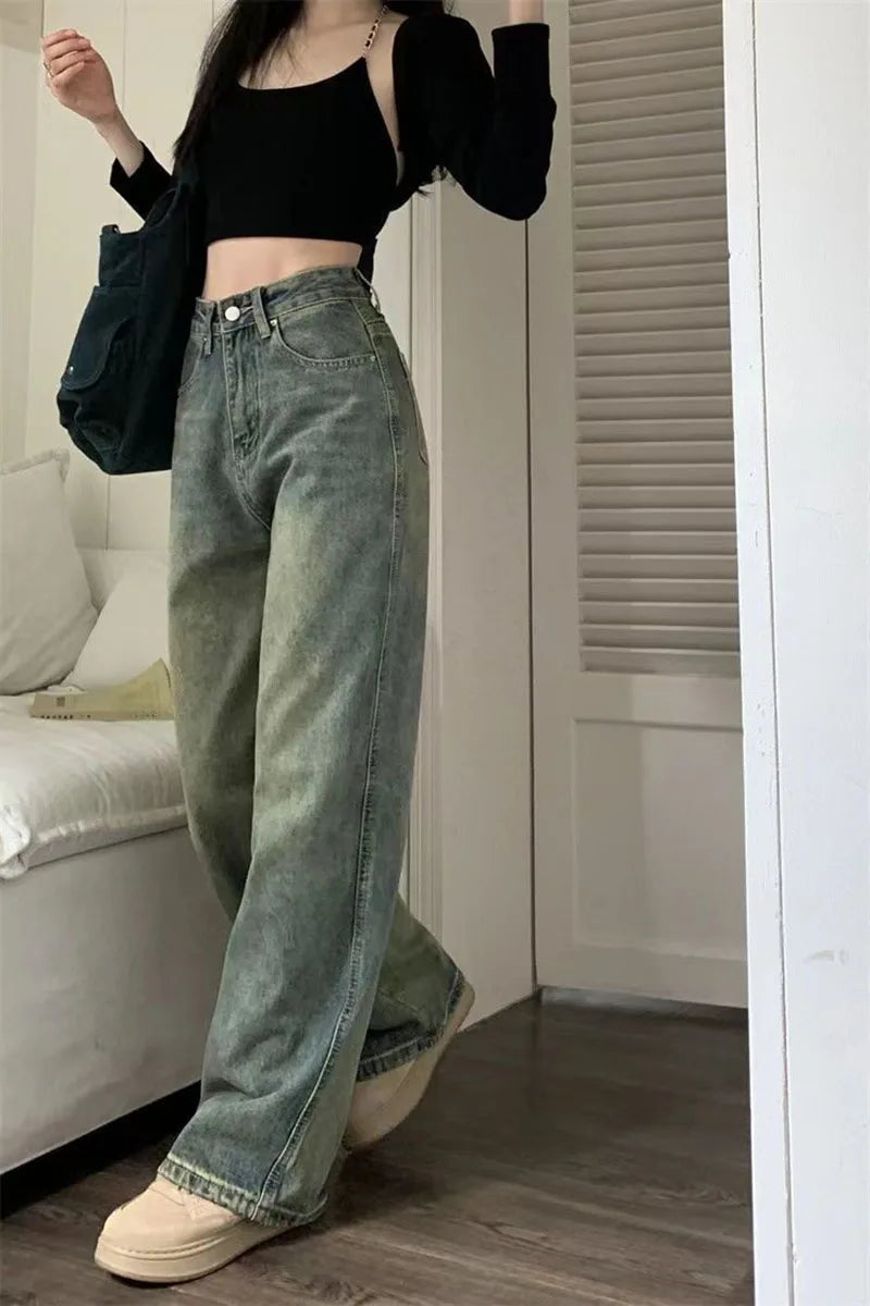 Women's Y2K High-Waist Baggy Wide-Leg Jeans