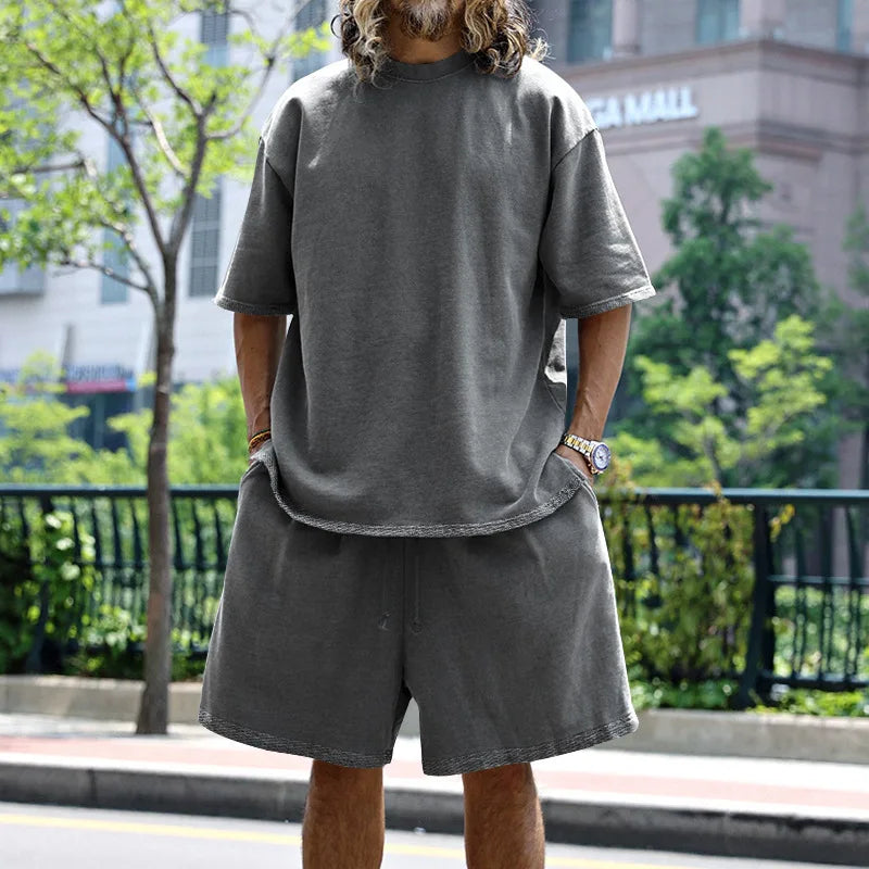 Men's Oversized Casual Sports T-Shirt & Shorts Set