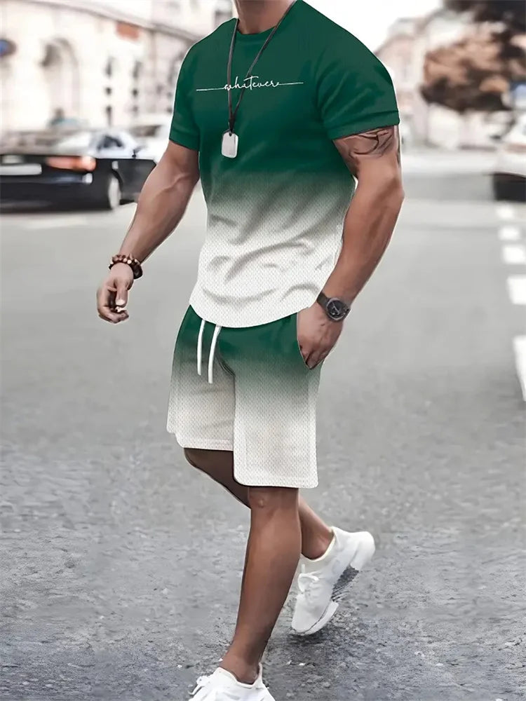 Men's 3D Print Oversized T-Shirt & Shorts Set