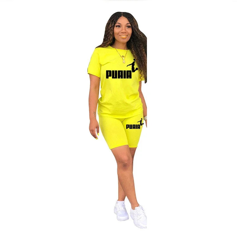 Women's O-Neck T-Shirt & Shorts Tracksuit Set