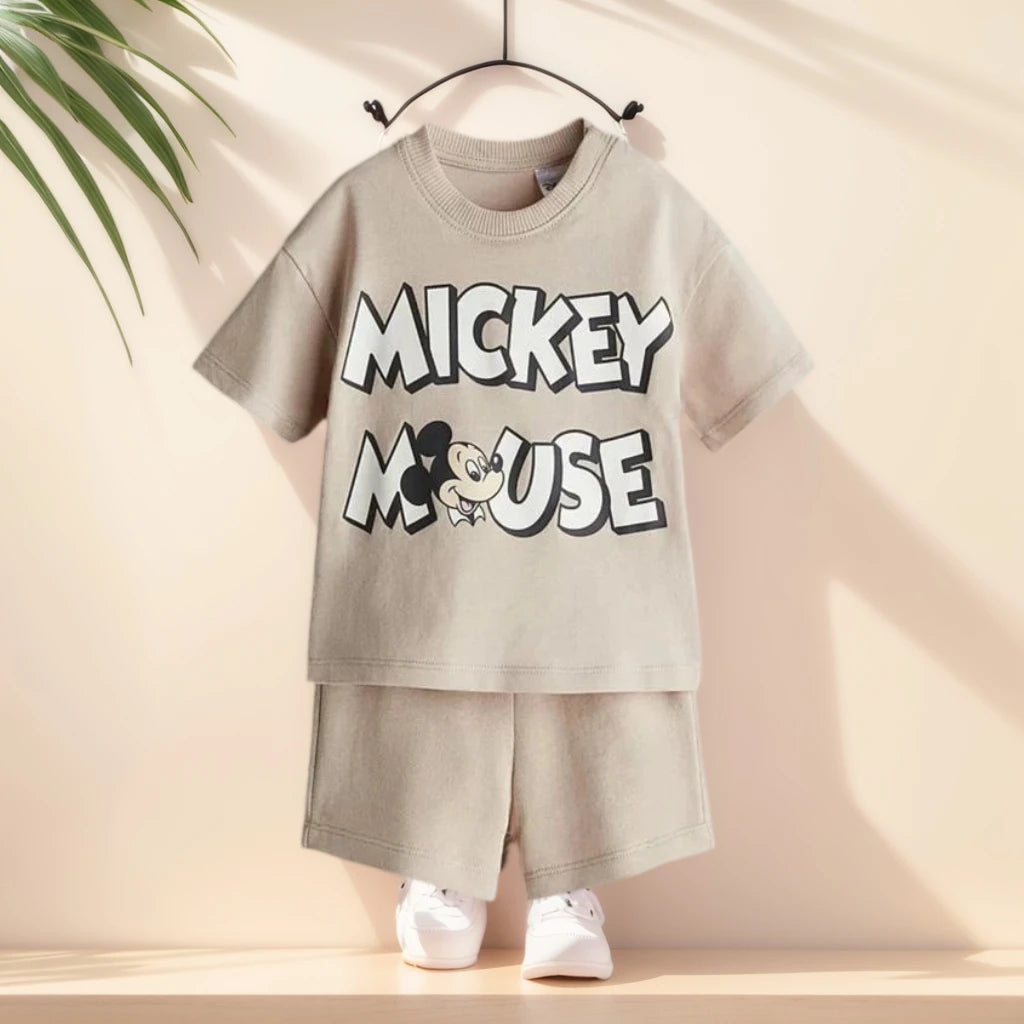 Boys' Cartoon Print T-Shirt & Shorts Set