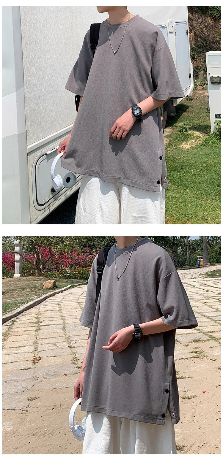Men's Oversized Side-Slit Basic T-Shirt