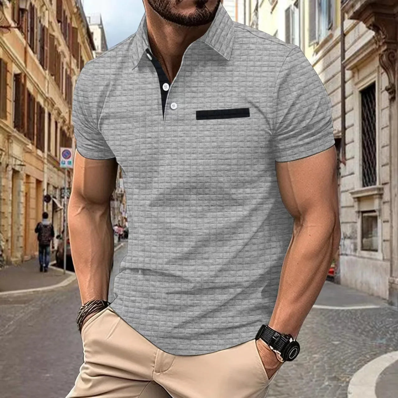 Men's Jacquard Pattern Polo Shirt