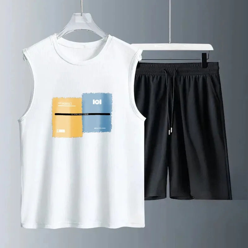 Men's Harajuku Basketball Sports 2-Piece Set