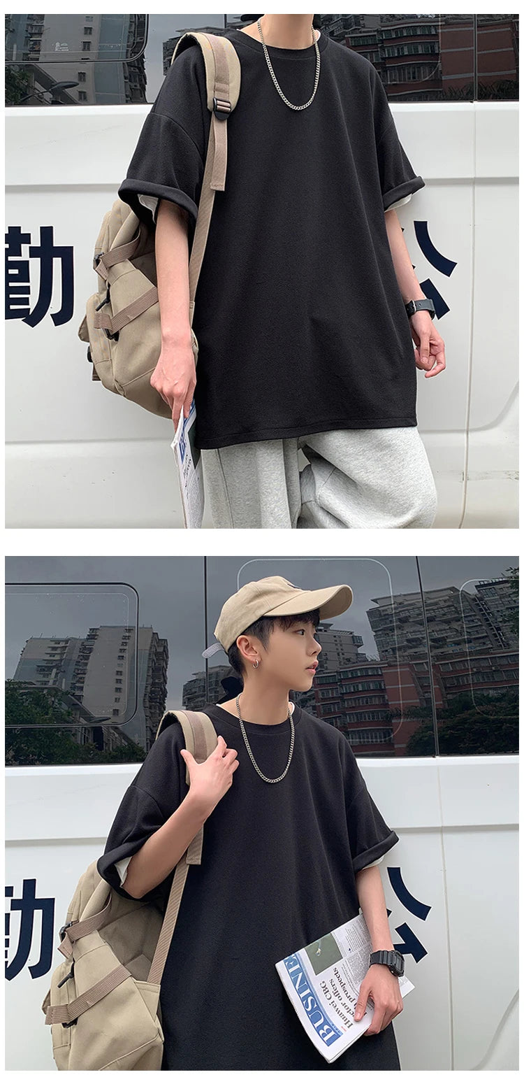 Men's Oversized Side-Slit Basic T-Shirt