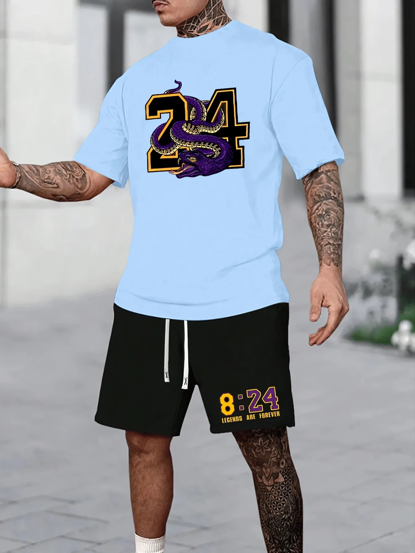Men's Chicago Print T-Shirt & Shorts Set