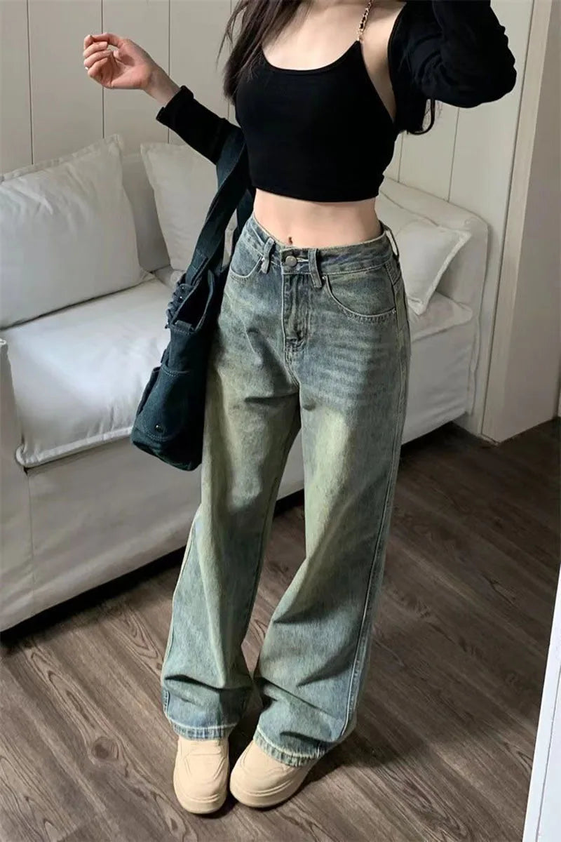 Women's Y2K High-Waist Baggy Wide-Leg Jeans
