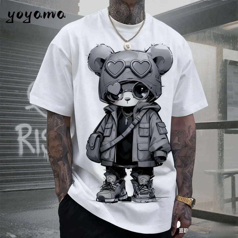 Men's 3D Retro Bear Print Quick-Dry T-Shirt