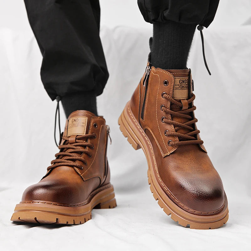 Men's Retro Lace-Up Casual Boots