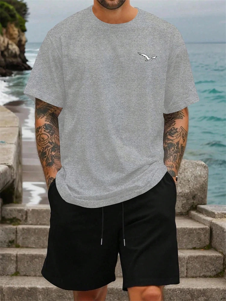 Men's Round-Neck T-Shirt & Athletic Shorts Set