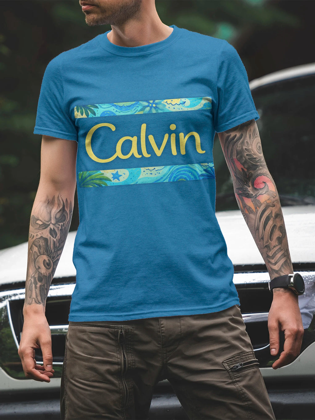 Men's 3D Print Crew-Neck Casual T-Shirt