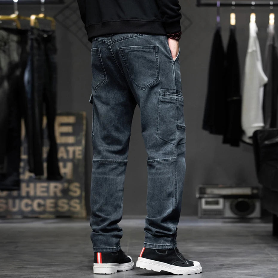 Men's Plus Size Cargo Baggy Denim Jeans