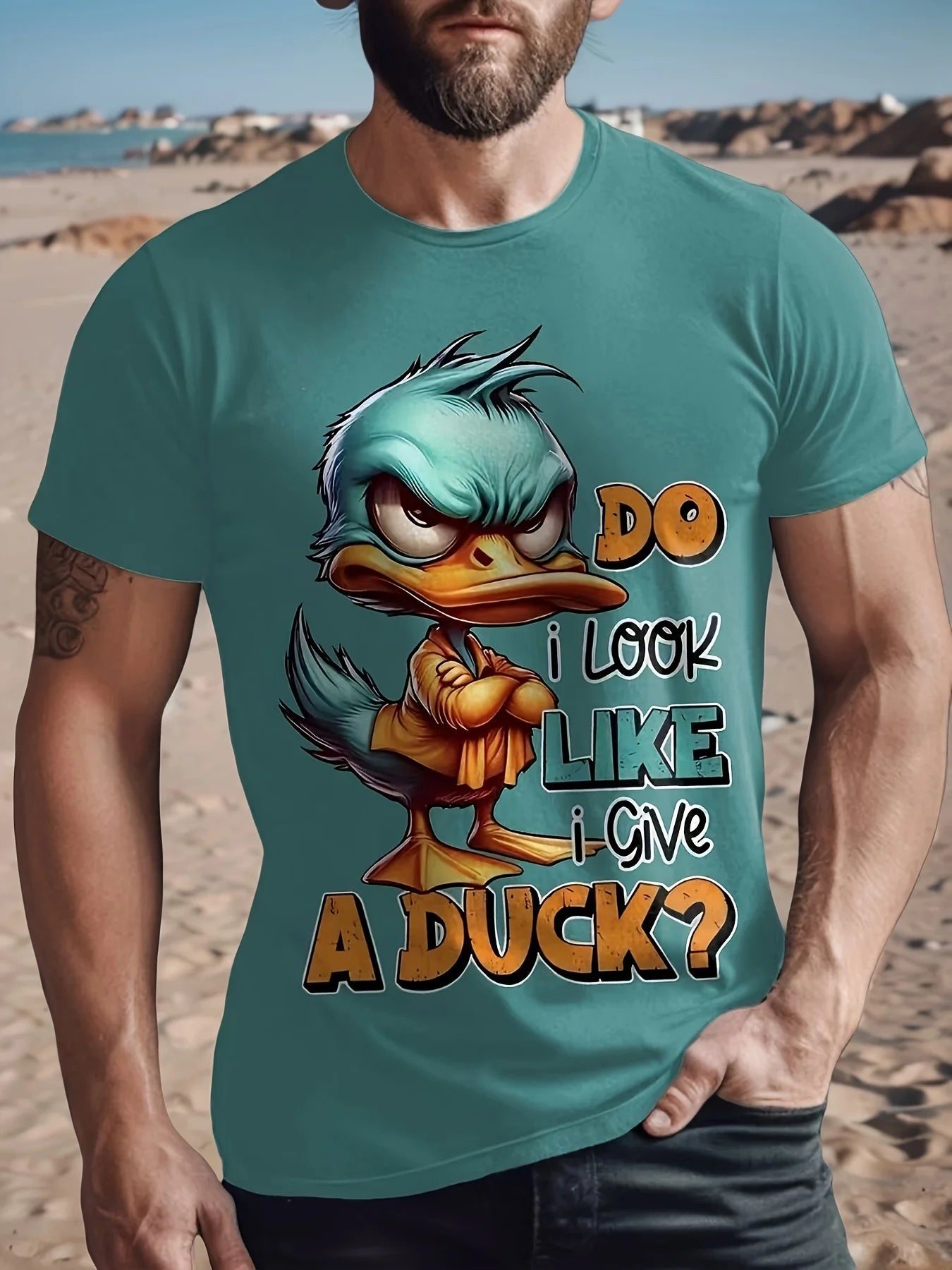 Unisex Cartoon Duck Hip-Hop Print T-Shirt