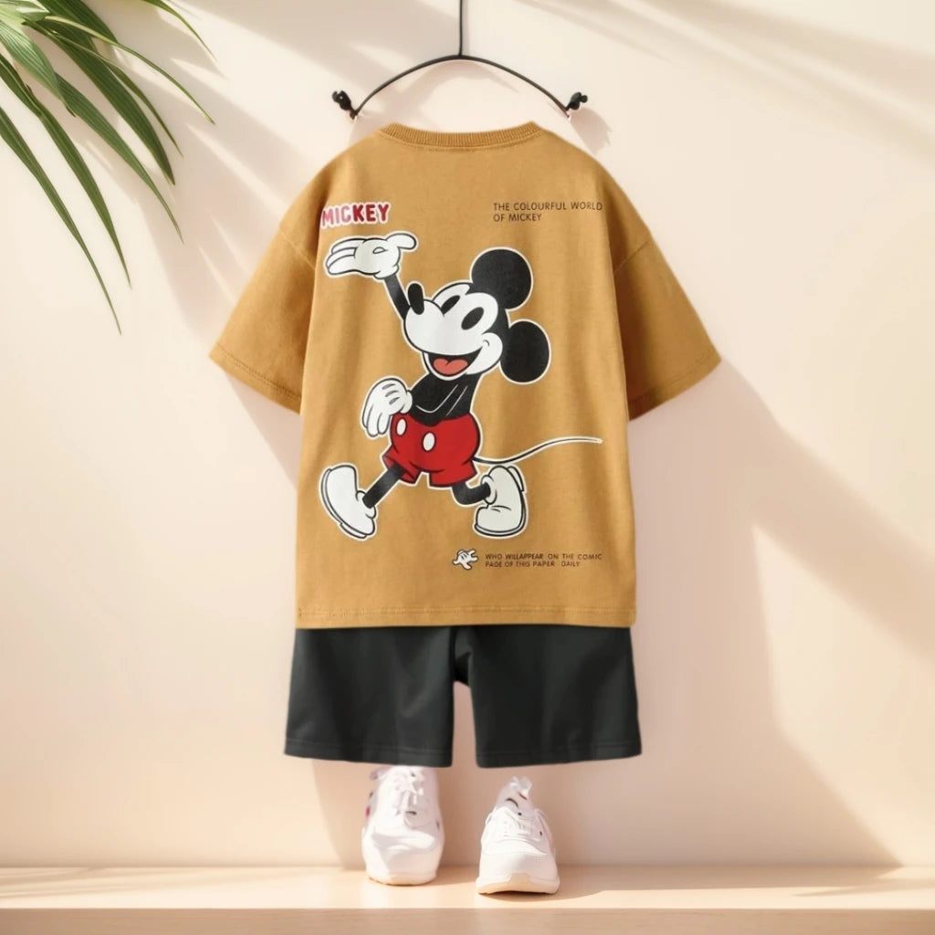 Boys' Cartoon Print T-Shirt & Shorts Set