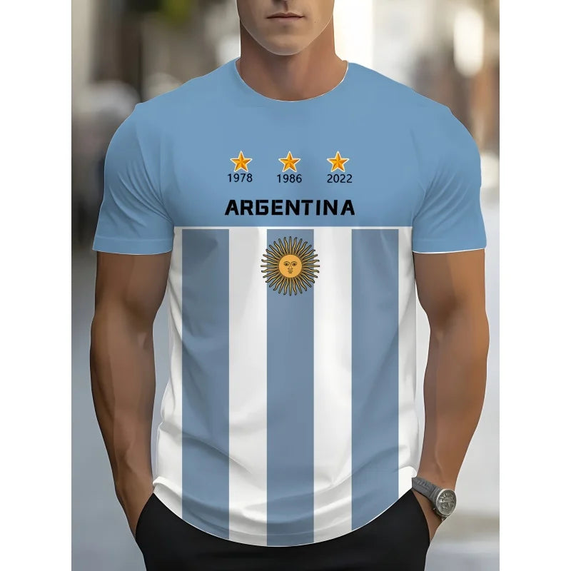 Argentina Flag 3D Print Graphic T-Shirt