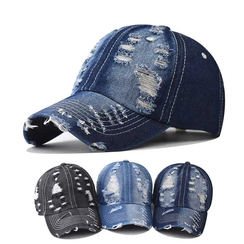 Washed Denim Snapback Trucker Hat