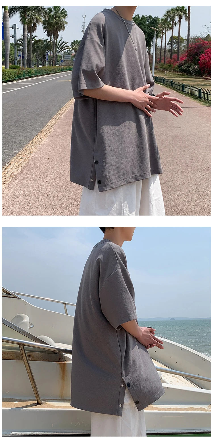 Men's Oversized Side-Slit Basic T-Shirt