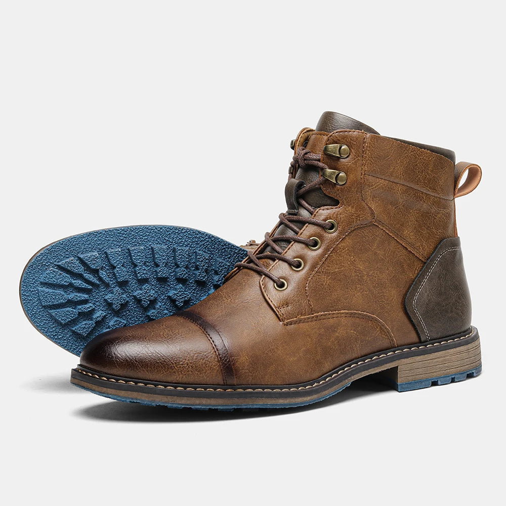 Men's Retro Zip Leather Ankle Boots