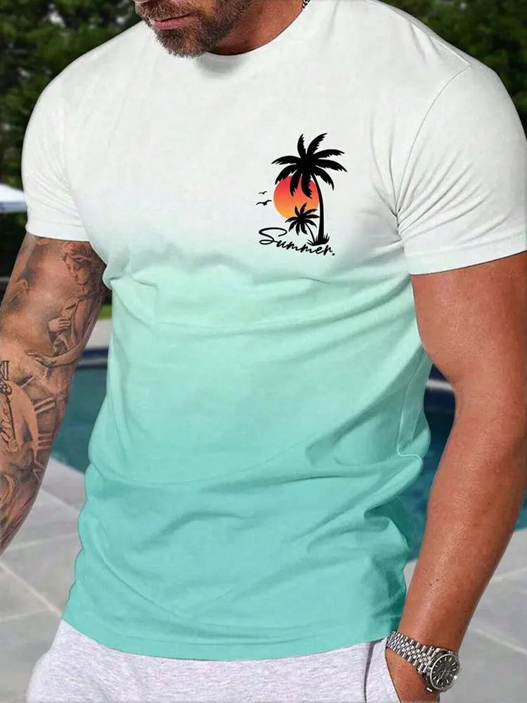 Men's Hawaiian 3D Print Beach T-Shirt