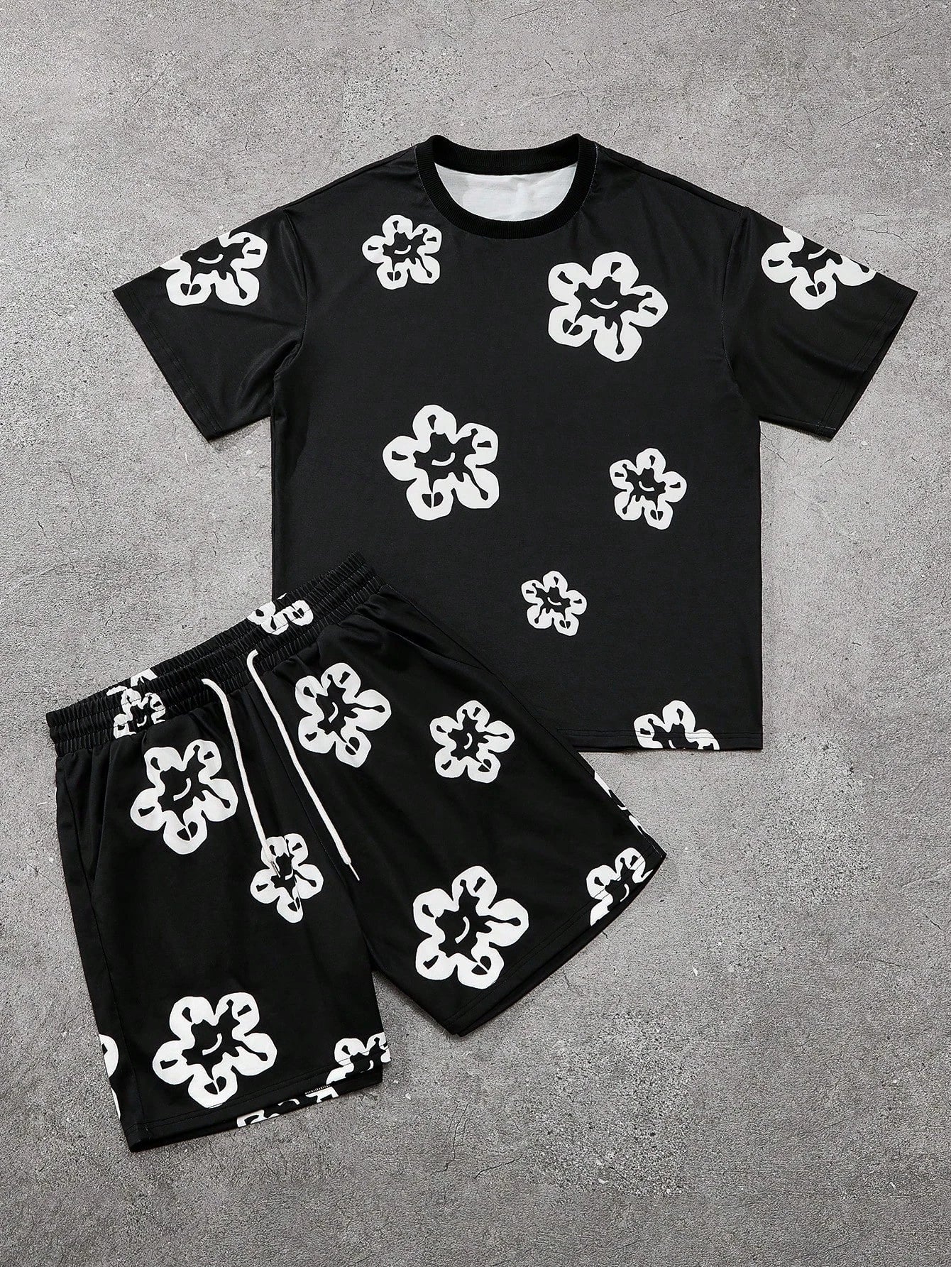 Men's Floral Graphic Tee & Shorts Set