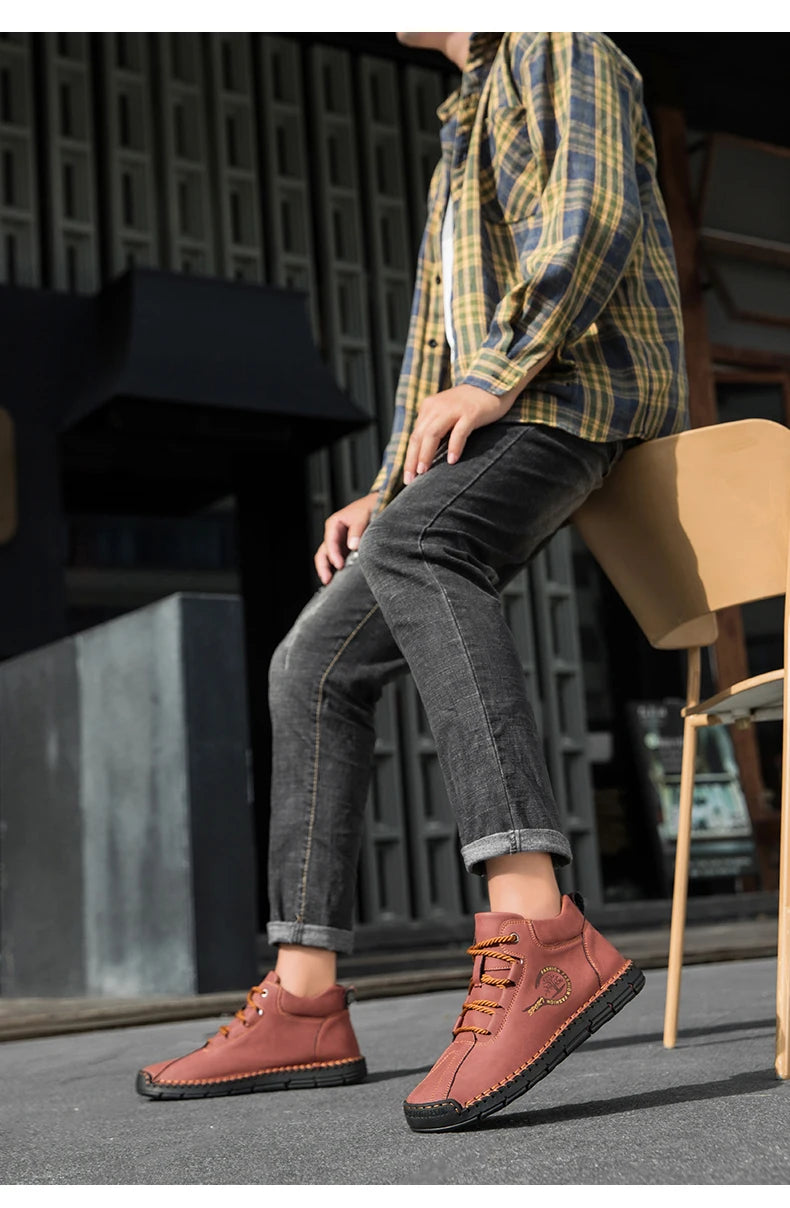 Men's Handmade Leather Outdoor Ankle Boots