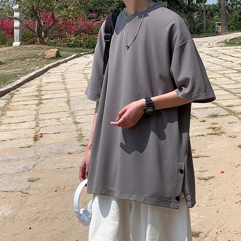 Men's Oversized Side-Slit Basic T-Shirt