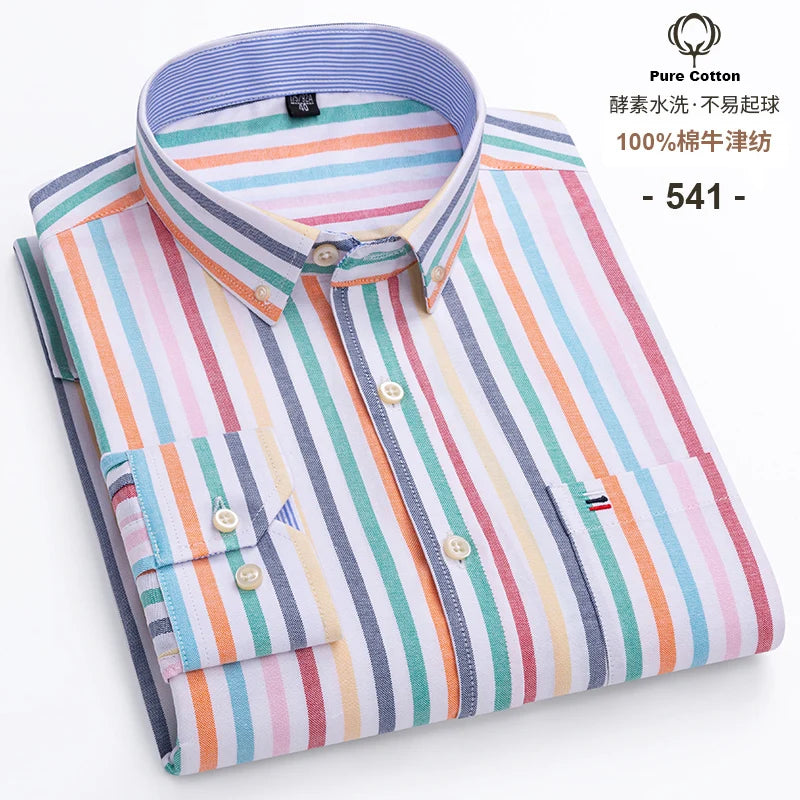 Men's Cotton Oxford Embroidery Dress Shirt