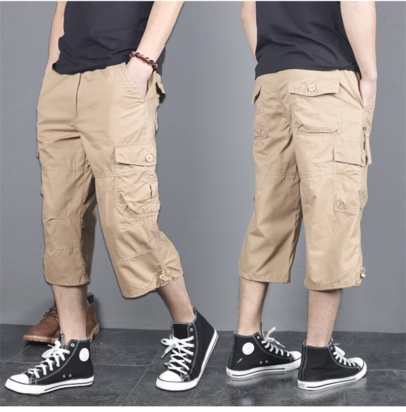 DOUSE Men's Multi-Pocket Cargo Shorts – Military Tactical Cotton Capri Pants