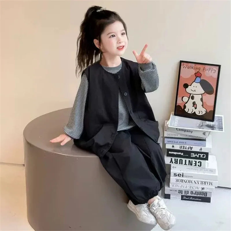 Kids' Striped Vest & Trousers 3-Piece Set