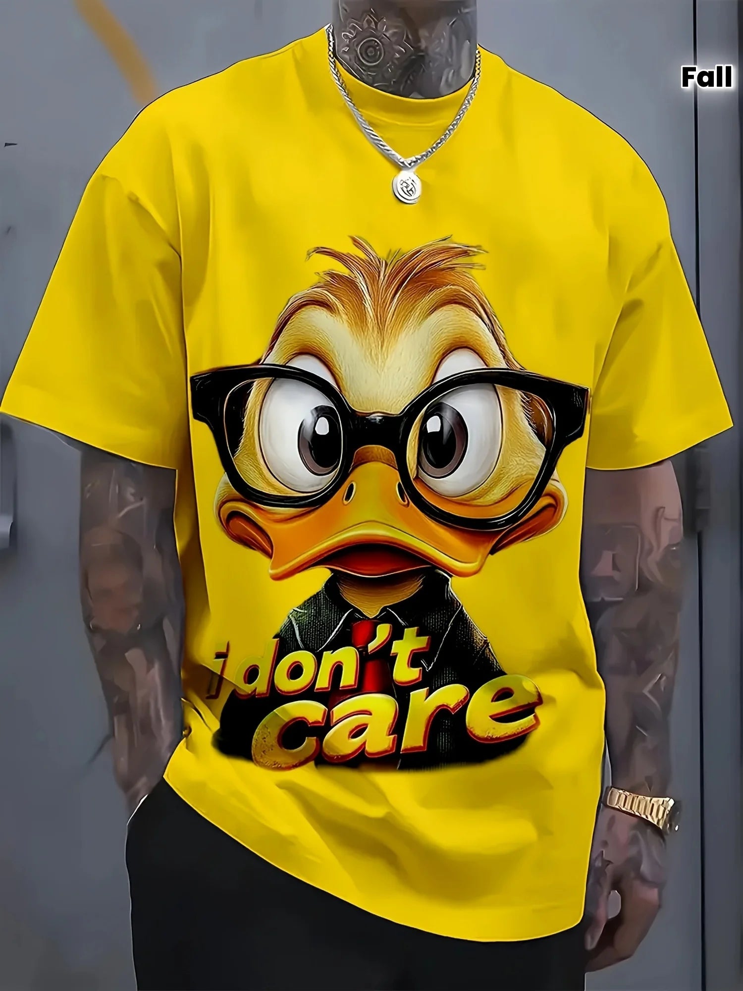 Unisex Cartoon Duck Hip-Hop Print T-Shirt
