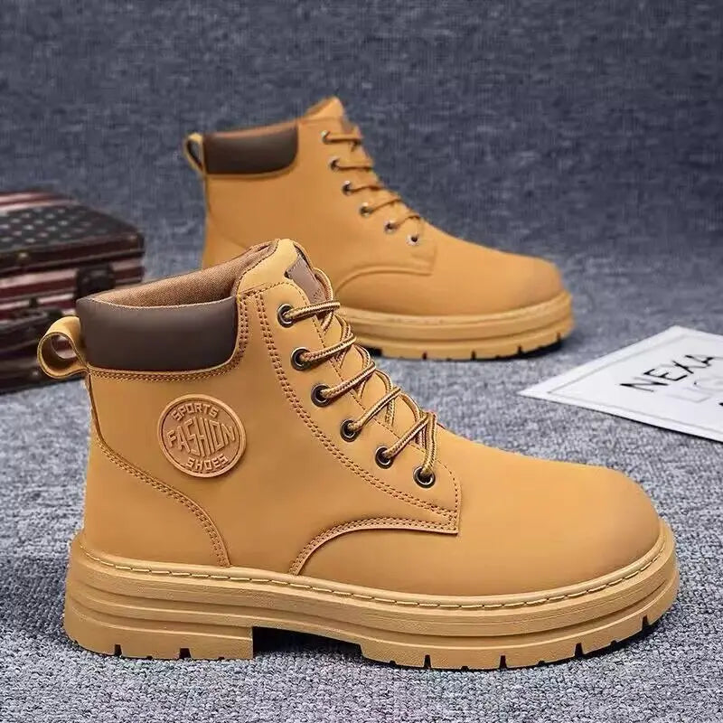 Men's High-Top Motorcycle Lace-Up Boots