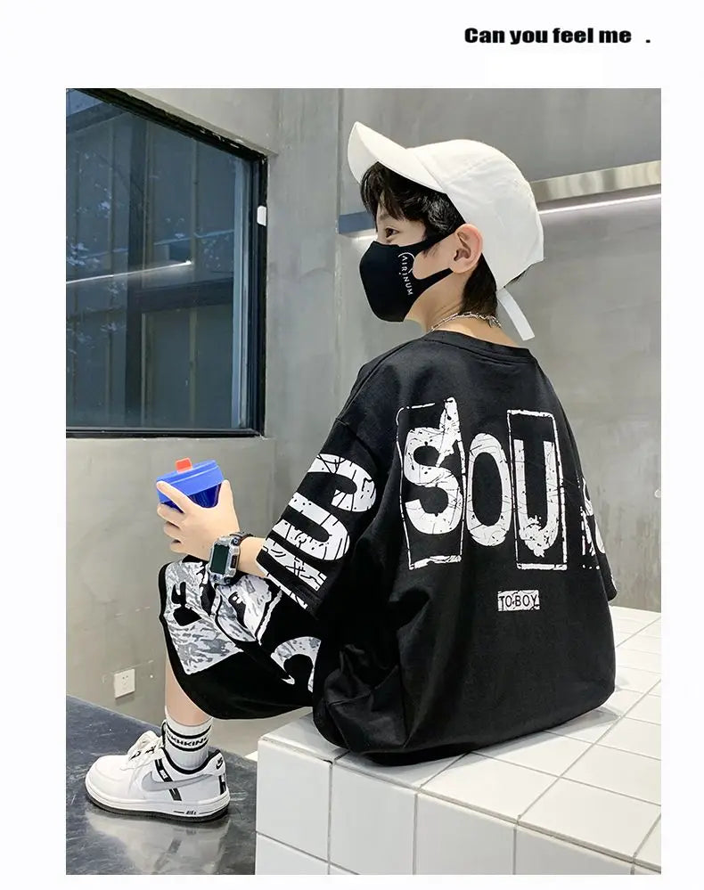 Boys' Hip-Hop T-Shirt & Pants Sports Set