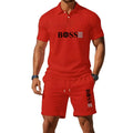 Men's Retro Polo Collar T-Shirt & Shorts Set