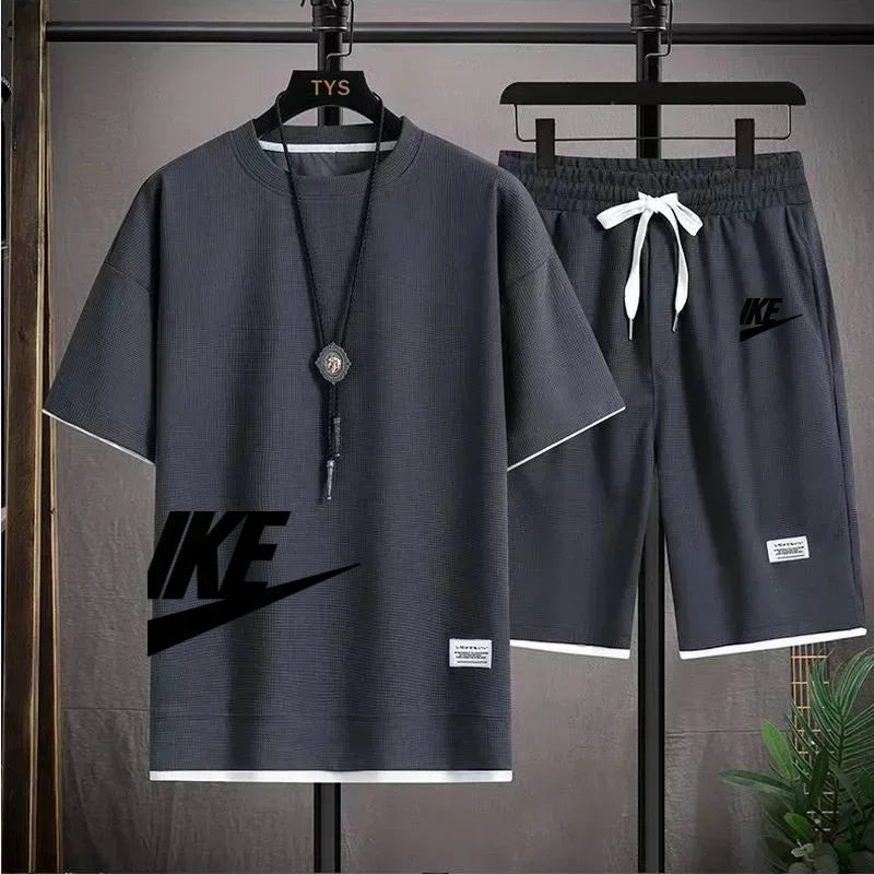 Men's Casual Printed T-Shirt & Shorts Set