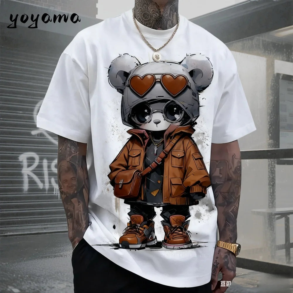 Men's 3D Retro Bear Print Quick-Dry T-Shirt