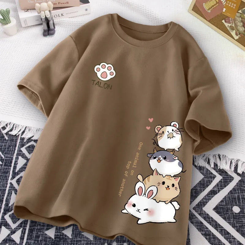 Women's Cute Hamster Print Casual T-Shirt