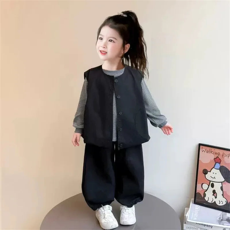 Kids' Striped Vest & Trousers 3-Piece Set