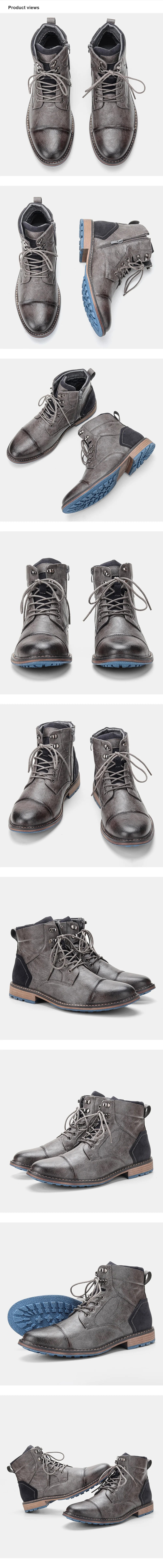 Men's Retro Zip Leather Ankle Boots