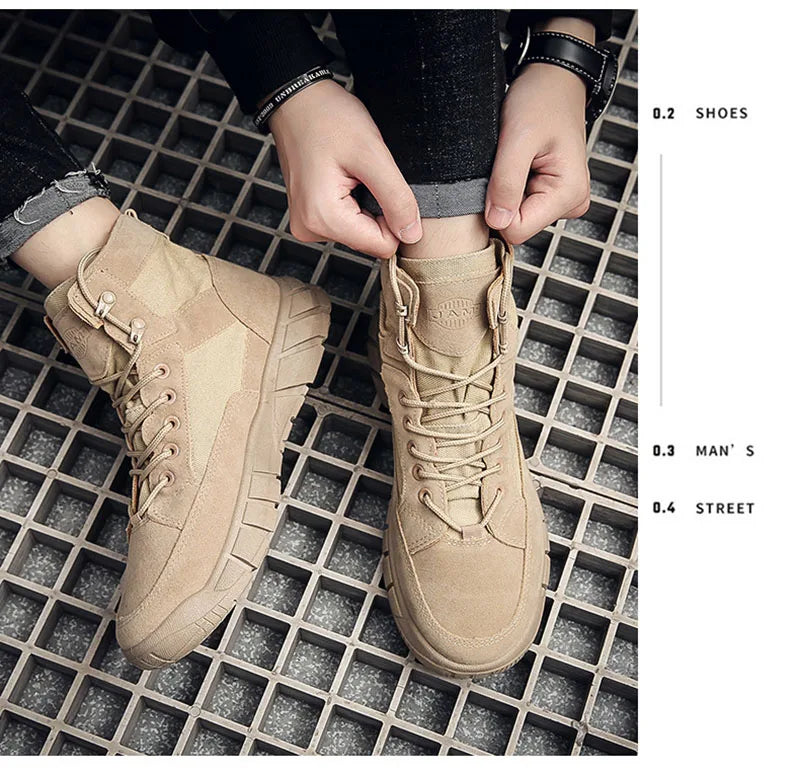 Men's Flat Sole Lace-Up Ankle Boots