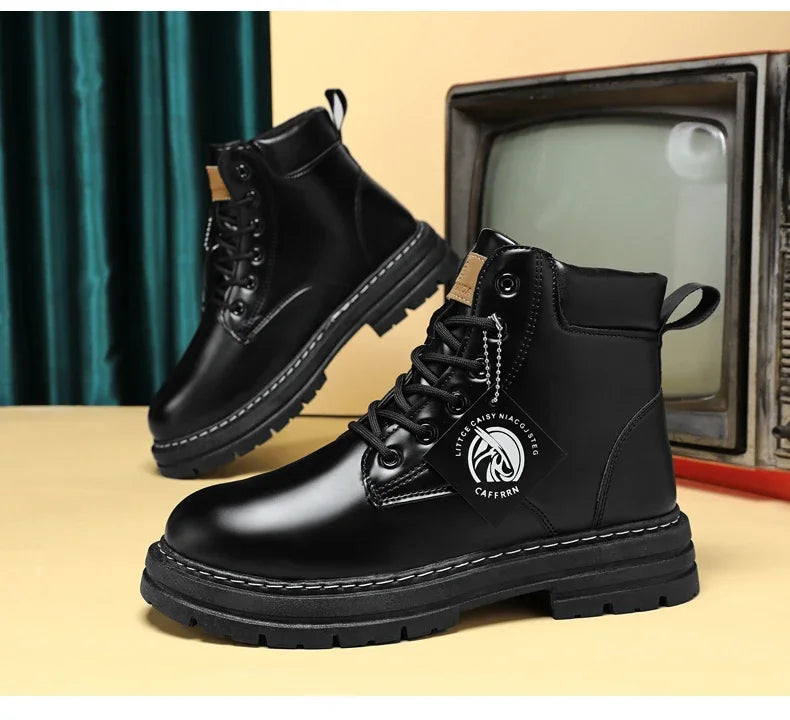 Men's Lace-Up High-Top Ankle Boots