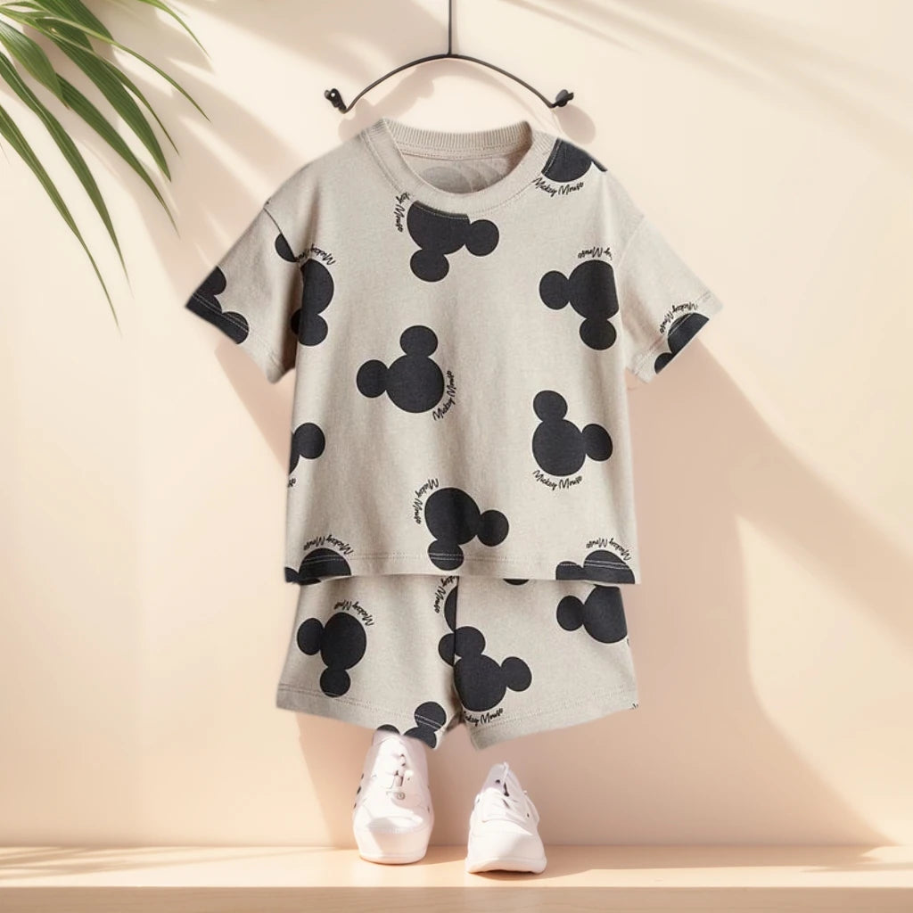 Boys' Cartoon Print T-Shirt & Shorts Set
