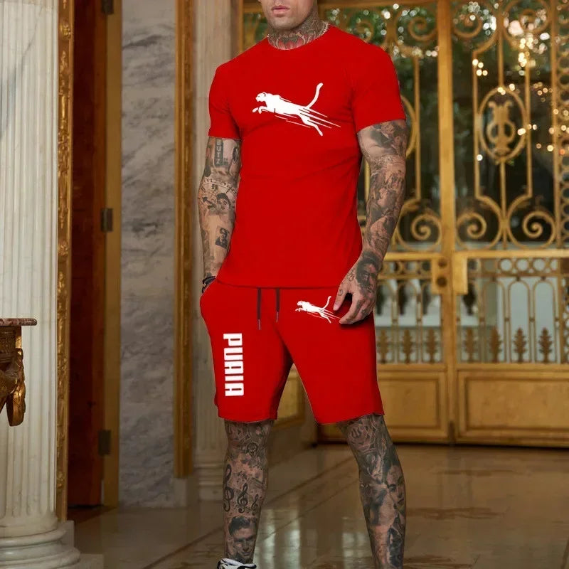 Men's Breathable T-Shirt & Shorts Summer Set