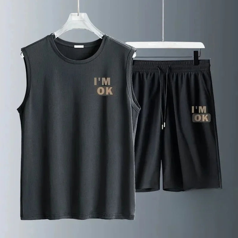 Men's Harajuku Basketball Sports 2-Piece Set