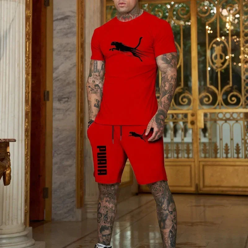 Men's Breathable T-Shirt & Shorts Summer Set