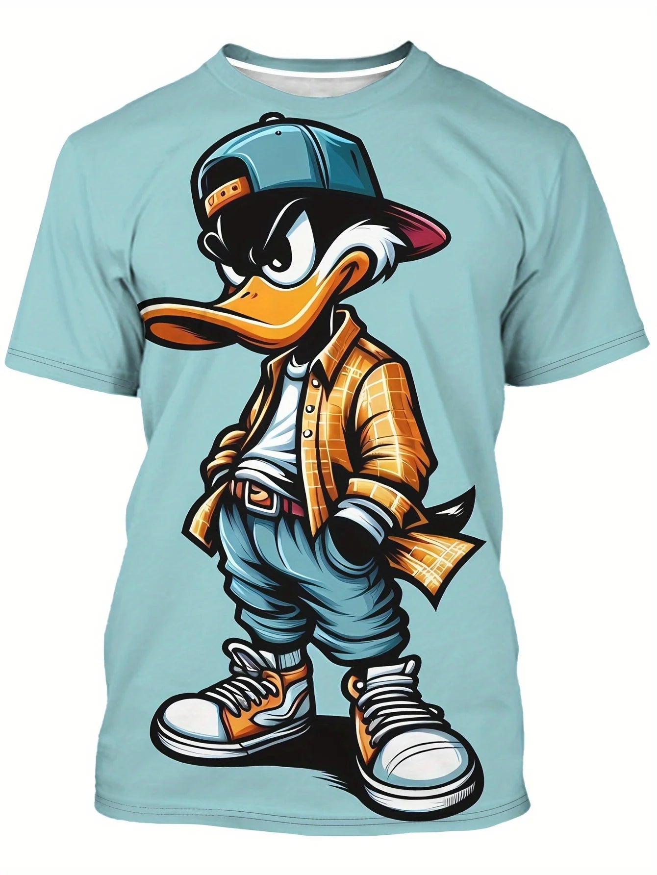 Unisex Cartoon Duck Hip-Hop Print T-Shirt