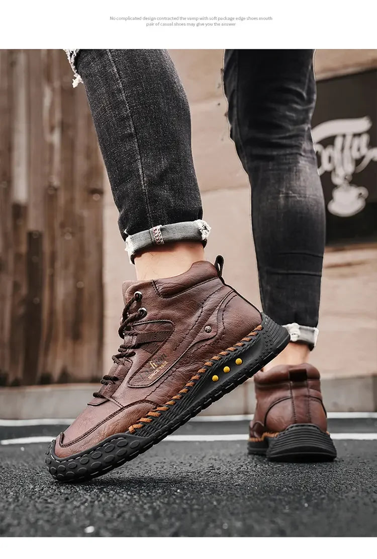 Men's Retro Lace-Up Casual Boots