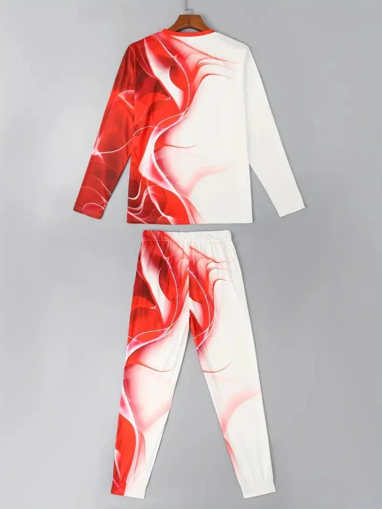 Men's Gradient Print Long-Sleeve & Pants Set