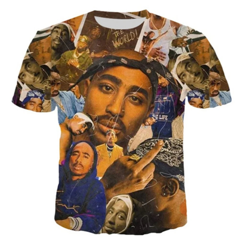 Men's 2Pac Hip-Hop Graphic T-Shirt
