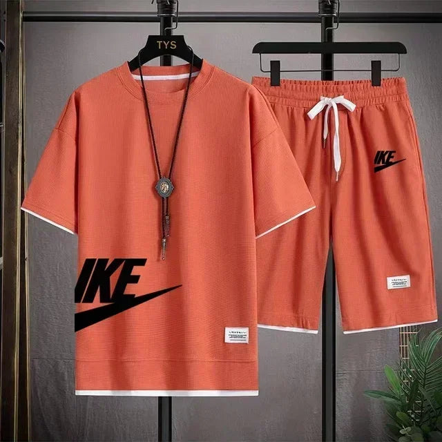 Men's Casual Printed T-Shirt & Shorts Set